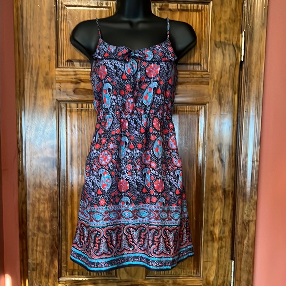 Black and Red Sleeveless Spaghetti Strap Mini Sundress